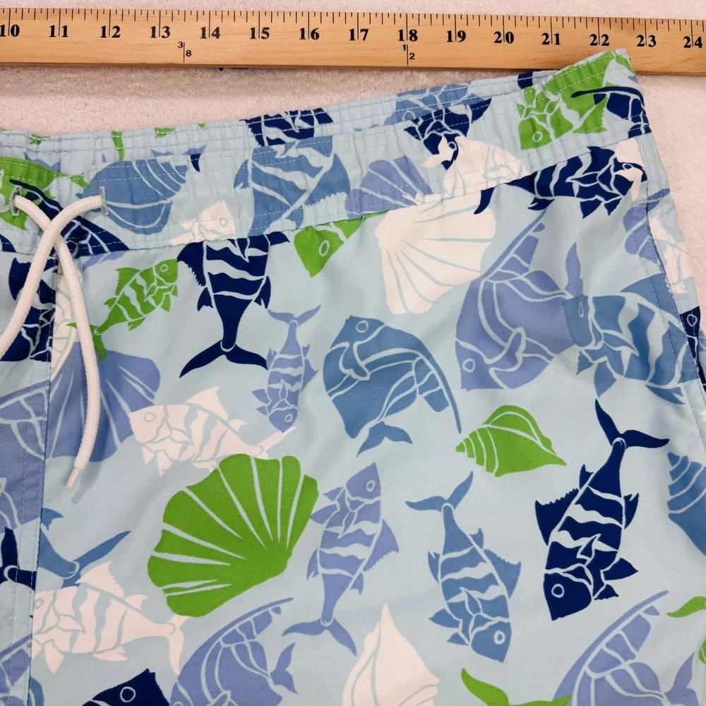 Brooks Brothers‎ 346 Swim Shorts Men Blue Fish Trunks 5